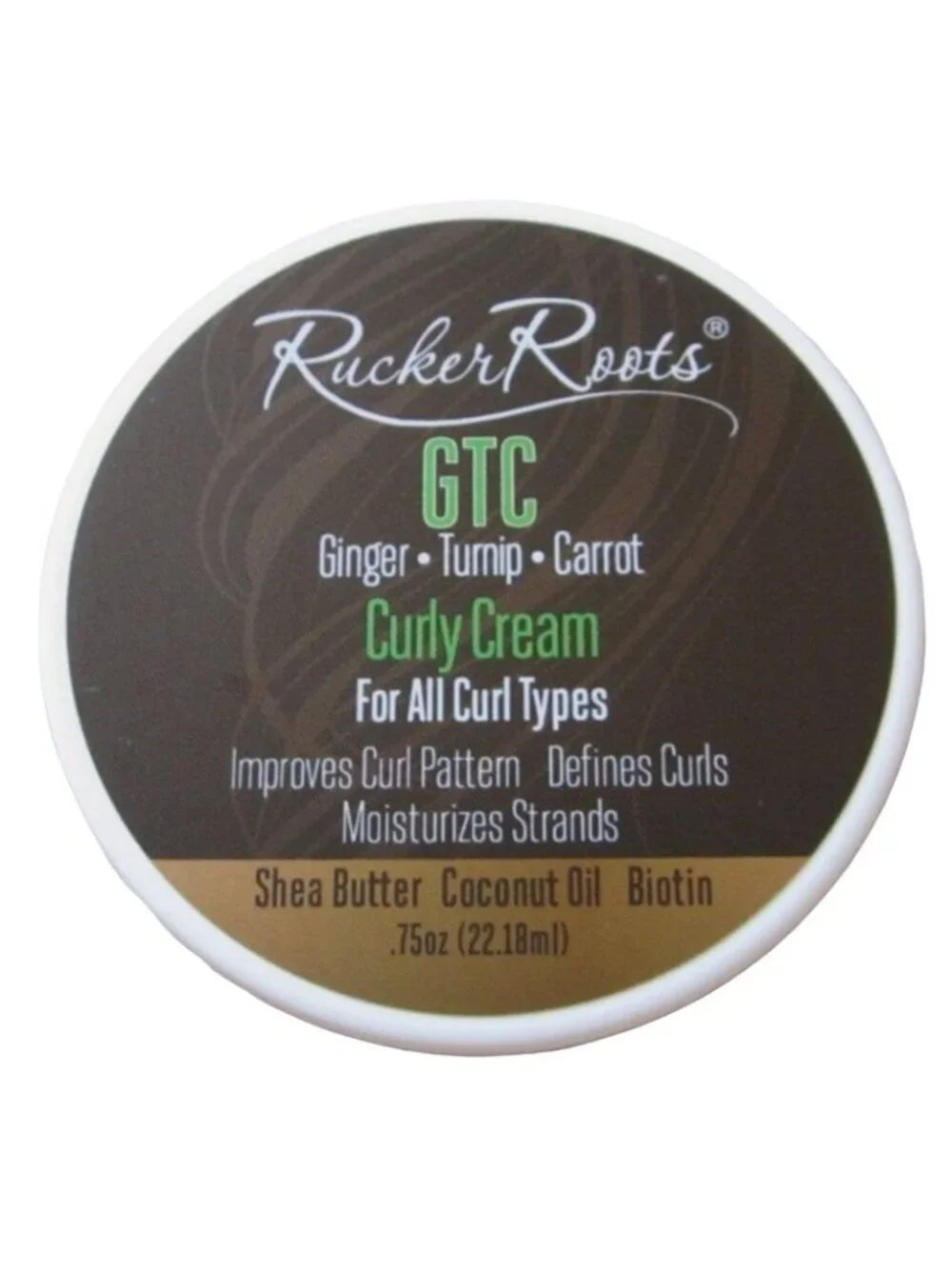 Rucker Roots GTC Curly Hair Cream Ginger Turnip Carrot All Curl Types 0.75oz